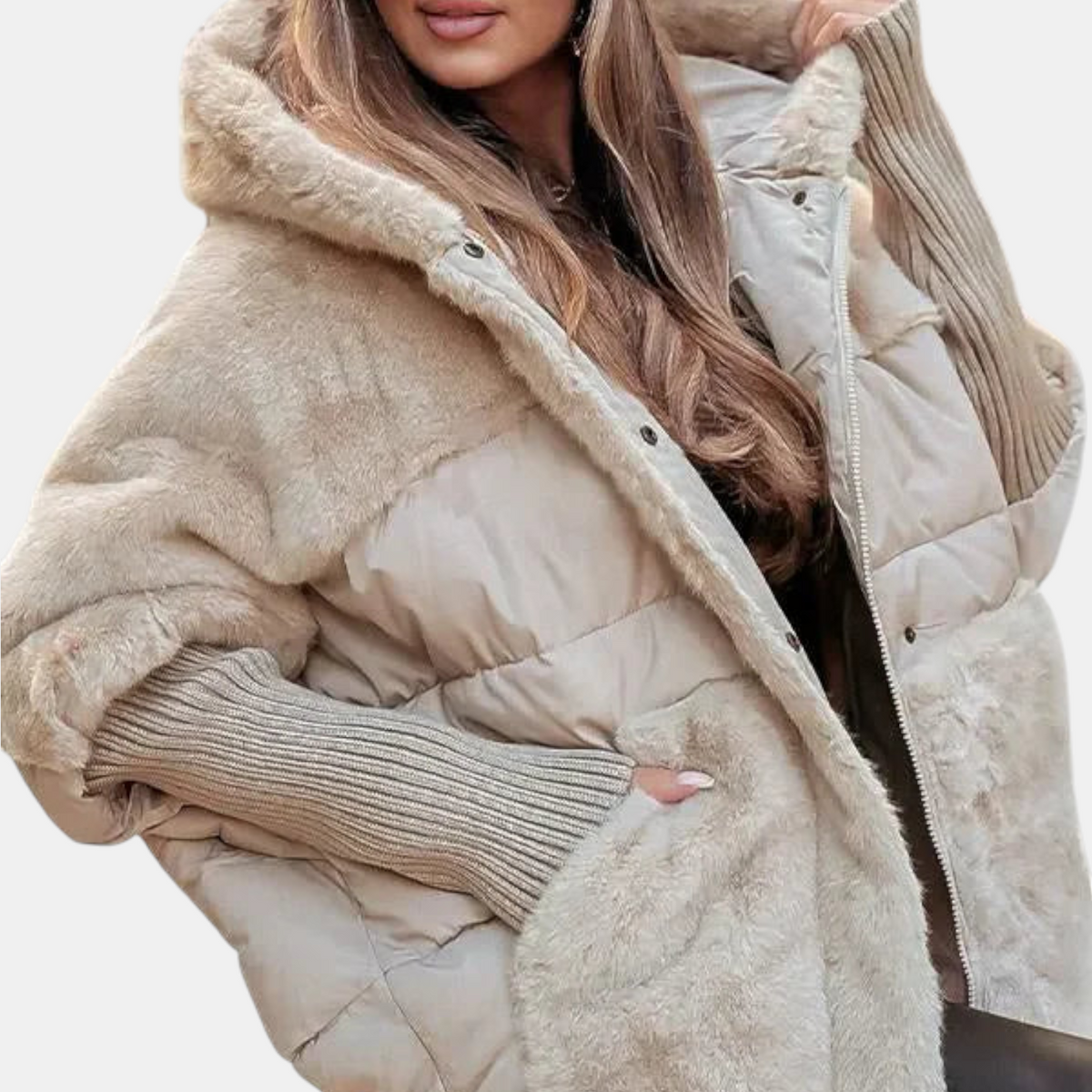 Oversized Hooded Patchwork Puffer Jacket