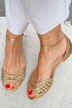 Isadora | Golden Woven Sandals