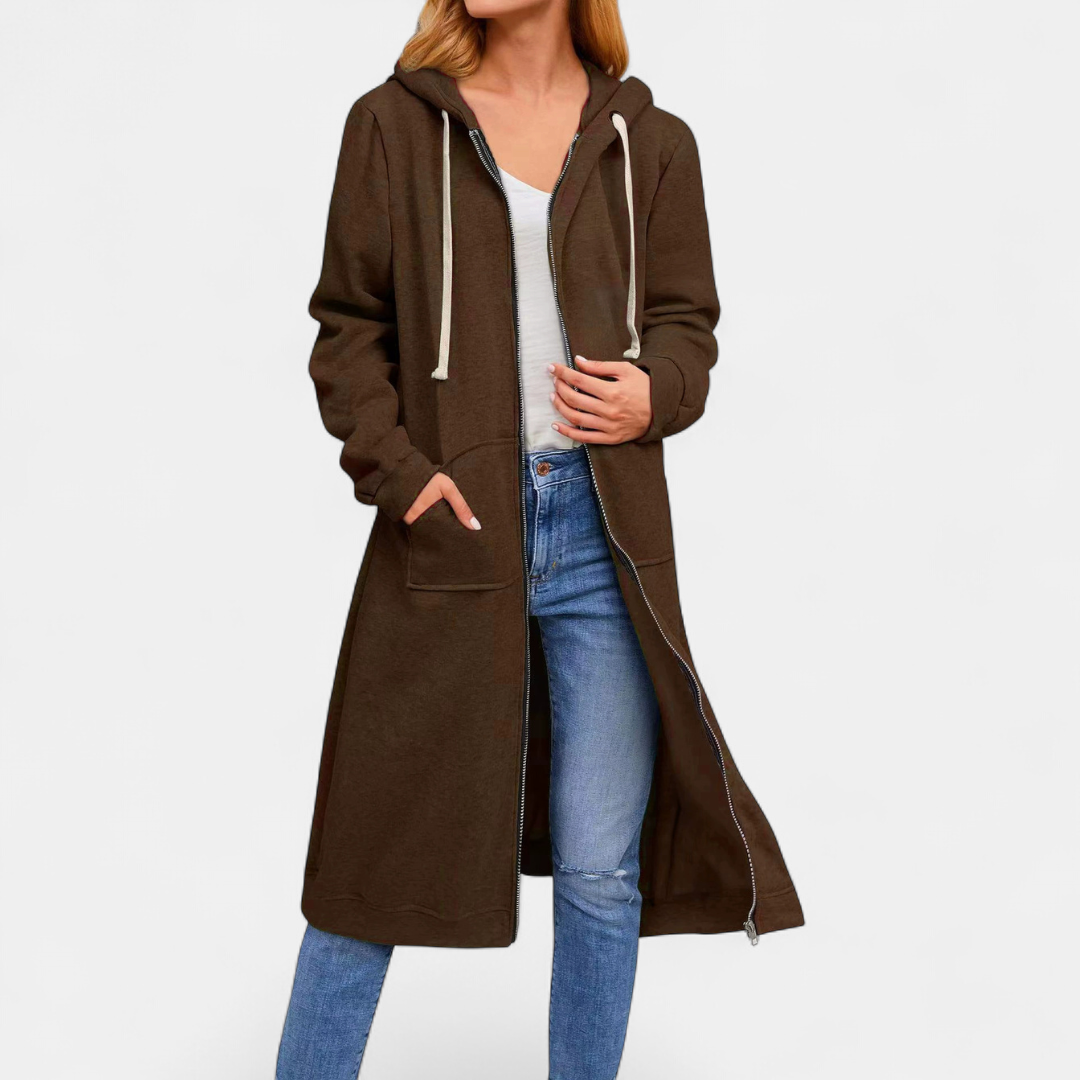 BRIXLEY™ – Relaxed Zip-Up Longline Cardigan