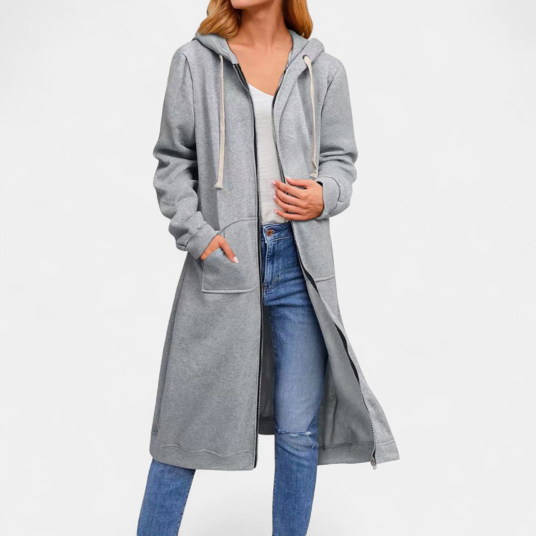 BRIXLEY™ – Relaxed Zip-Up Longline Cardigan