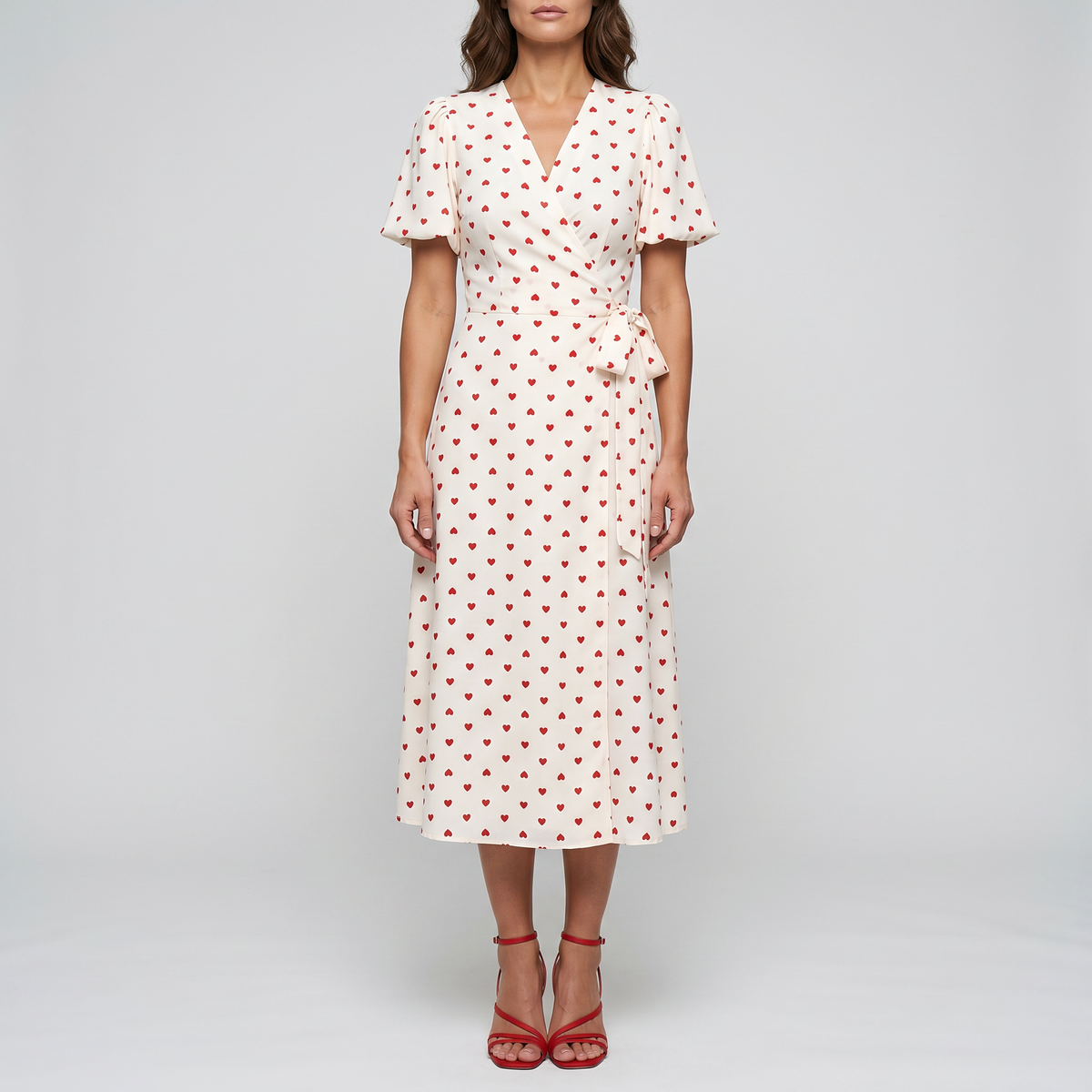 Otelene | Short Sleeve Wrap Floral Print Midi Dress