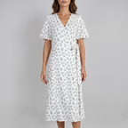Otelene | Short Sleeve Wrap Floral Print Midi Dress